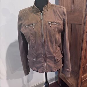 WHBM Women's Jacket with Gold Zipper and Buttons